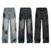 Men's Clothing Fashionable Brand, Stylish, Niche Design Pants, Hot Diamond Loose Straight Wide Leg Casual Jeans, Straight Pants For Men And Women_mkmklike.com