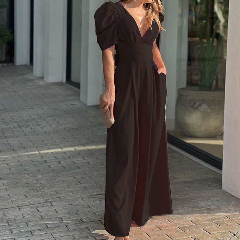 Women's fashion fashion elegant plus size wide leg jumpsuit_mkmklike.com