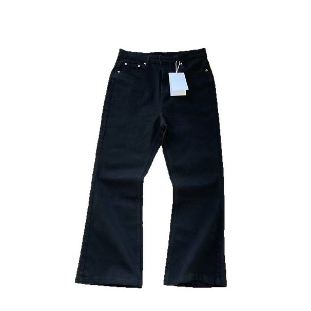 Men's Clothing Parisian Scimitar Straight Leg Flare Black Jeans For Men, High Street American Vibe Retro Style_mkmklike.com