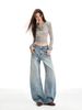 Women’s High-Waisted Straight-Leg Jeans – Vintage Washed Blue Wide-Leg Denim Pants With Flowy Silhouette_mkmklike.com