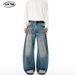 Men's Clothing American Streetwear Dirty Splatter Paint Curved Jeans Loose Fit Floor Length Pants Wear For Men And Women Unique Design_mkmklike.com
