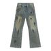 EF JEANS | 2024 New American Street Old Color Graffiti Paint Personality Design Straight Jeans Tide_mkmklike.com
