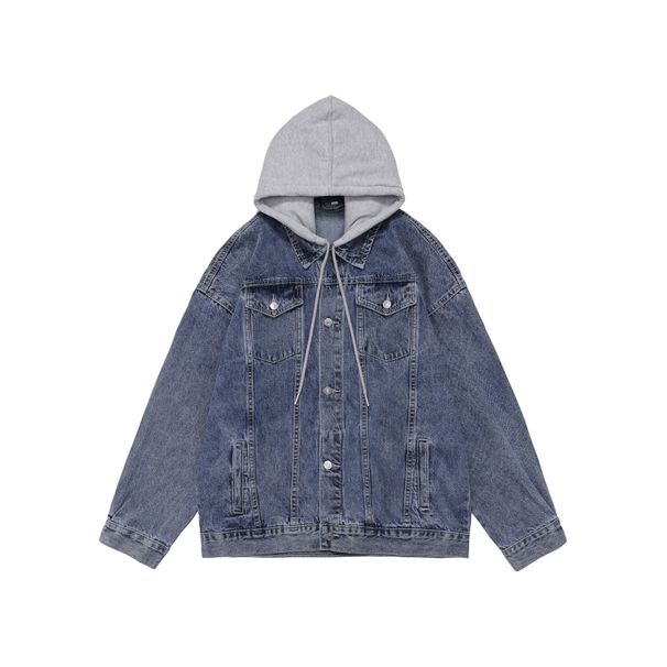 Men's Clothing Denim Jacket Men's Fashion Brand Spring And Autumn Men's Hooded Loose Workwear Style Jacket Tops Coat Women_mkmklike.com