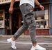 Stretch Distressed Knee Zip Jeans For Men - Slim Tapered Ankle Denim With Vintage Wash_mkmklike.com