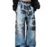 Vintage Checkered Print Jeans – Distressed Denim Pants For Men & Women (S-3XL, Washed Blue)_mkmklike.com