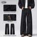 LKTM Men's Retro Raw Denim a Line Jeans Slimming Floor Length Pants Basic Versatile_mkmklike.com