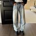 Vintage Washed Denim Pants – Oversized High Street Jeans With Cat Whisker Fading (Unisex, Light Blue, Baggy & Straight-Leg)_mkmklike.com