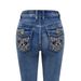 Women's Clothing Women's High-Waisted Flared Jeans With Embroidered Pockets – Stretch Denim Retro Bell Bottoms (S-L, Blue/Black)_mkmklike.com