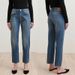 Asymmetric Seam Straight Leg Jeans - High Waist Stretch Denim Pants (Black/Deep Blue/Light Blue/Gray Black/Vintage Blue/Distressed Light Blue)_mkmklike.com