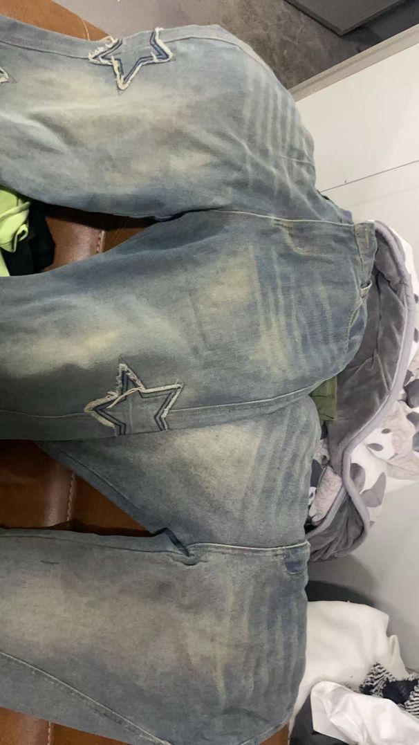 Men's Clothing Hiphop Star Pants High Street Fashion Brand Vibe Style Jeans Men's Loose Straight Wide Leg Pants_mkmklike.com