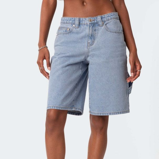 Women's Clothing Denim 5 Piece Suspenders Low Waist Fashionable Personality Casual Workwear Shorts_mkmklike.com