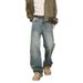 "Patchwork Wide-Leg Jeans – Retro High Street Style | Unisex Straight Fit With Distressed Details"_mkmklike.com