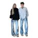 Men's Clothing Light Blue Lightning Washed Jeans Cool Pants Straight Flared Scimitar Pants_mkmklike.com