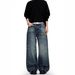 Washed Whiskered Straight Leg Jeans High Street Cleanfit Casual Long Style Unisex Denim_mkmklike.com