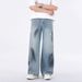 Men's Clothing Jeans Men's Summer Tall And Thin Teenager Pants Straight Loose Wide Leg Flared Pants_mkmklike.com