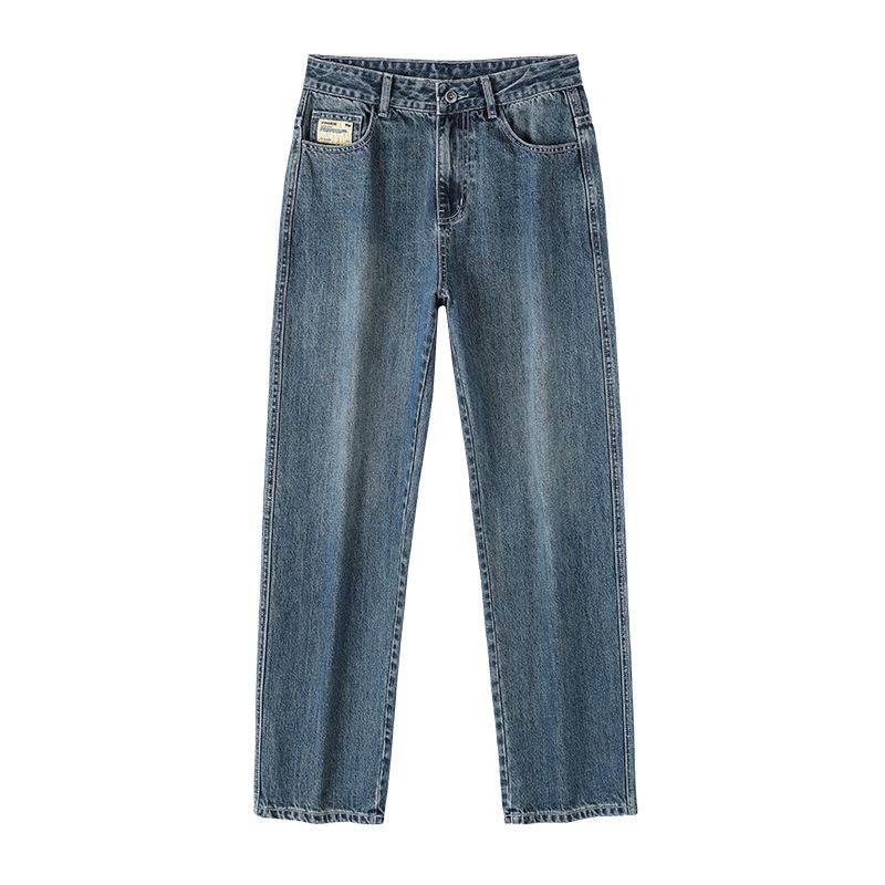 Men's High Waist Straight Leg Jeans - Vintage Washed Denim Pants For Teens & Young Adults (Sizes 28-36)_mkmklike.com