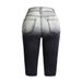 Women's clothing stretch ripped straight leg quarter pants black jeans women_mkmklike.com