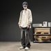 Men's Distressed Denim Jeans Vintage Washed Ripped Straight-Leg Pants American High-Street Fashion Blue/Gray S-3XL_mkmklike.com