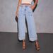 Stretchy High-Waisted Wide-Leg Jeans For Women – Comfortable & Stylish Denim Pants With Wash Effect, Perfect For Casual & Office Wear_mkmklike.com