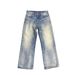 Vintage Washed Denim Jeans Heavyweight Relaxed Straight Fit Classic A-Line Silhouette Cleanfit Unisex_mkmklike.com
