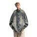 Gradient Tie Dye Denim Jacket For Men's Autumn Stand Up Collar Design, Niche Clothing_mkmklike.com