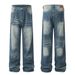 Men's Clothing Retro Washed Cat Whisker Straight Jeans Loose Casual Jeans_mkmklike.com