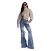 Women's Clothing Women's Slim Fit Distressed Cargo Jeans Lace Up Details High Street Style Spring Flattering Slightly Flared Denim_mkmklike.com