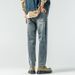 New Stretch Jeans Embroidered Retro Washed YKK Zipper Washed Double Craft Trendy Brand Mid-waist Trousers Shili Coco K11 Denim Mi Ke Eight Tubes_mkmklike.com