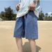 Men's Clothing Retro Denim Shorts For Men Trendy Summer High Street Style Loose Fit Mid-Length Five Point Pants_mkmklike.com