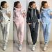 Women's Clothing Autumn and Winter Women's Clothing Hot Style Fleece Fashion Leather Badge Long Sleeve Hooded Casual Sports Suit_mkmklike.com