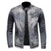 Loom Trendy Men's Denim European And American Casual Retro Plus Size Stand Collar Zipper Cycling Motorcycle Jacket_mkmklike.com