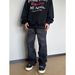 Men's Retro Distressed Washed Black Straight Leg Jeans Trendy Loose Casual Trousers_mkmklike.com