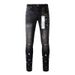 Men Women Summer Flared Jeans, Black To Grey Fade, White Paint Speckles, Symmetrical Knee Rips, Y2K Motorcycle Stacked Look_mkmklike.com