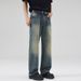 LKTM Wear # Washed With Damaged Mouth, Jeans, Men's Cleanfit, Loose Straight Tube, Broken Hole, Long Pants Ffe_mkmklike.com