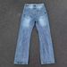 Lightning Ripple Ice Blue Denim Must Buy Heavy Washed Bamboo Straight Flared Jeans Men's Blue Spot_mkmklike.com