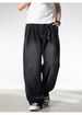 Retro Washed Oversized Jeans for Men Straight Leg Loose Fit Casual Trousers Split Pleats mid Waist Cotton Spring Style_mkmklike.com