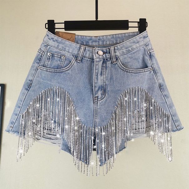 Women's Clothing Fashion Women's Distressed Shorts With Tassels And Chains Sexy Women's Clothing Denim For Formal & Casual_mkmklike.com