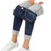Women's High Waist Stretchy Fleece-Lined Skinny Jeans - Slim Fit Winter Pants With Elastic Comfort (Dark Blue)_mkmklike.com
