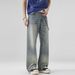 Men's Clothing Men's Spring Style Flared Jeans Washed Distressed Whiskers Straight Leg Loose Fit Wide Leg Casual Trousers_mkmklike.com