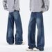 Vintage Washed Straight-Leg Jeans For Men – Relaxed Fit, Classic Blue Denim, Everyday Essential_mkmklike.com