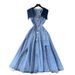 Large Lapel Sleeveless Vest Dress Female Scheming Hollow Exposed Waist Slim Long Retro Denim Dress_mkmklike.com