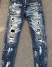 Slim Fit Men's Embroidered Ripped Jeans - Premium Cotton Denim Pants For Casual & Streetwear_mkmklike.com