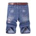 Men's Distressed Denim Shorts Casual Summer Straight Fit with Random Patches Teens And Young Adults_mkmklike.com