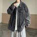 Denim Autumn Trend American High Street Jacket Men's Turn-Down Collar Stylish Loose Casual Coat Top_mkmklike.com