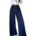 Petite Korean-style Loose Wide-leg Jeans Women, 2025 New Model, With Bow And Plaid Patchwork Design, Stylish Long Pants_mkmklike.com