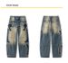 Men's Vintage Oversized Jeans – High Street Distressed Denim With Raw Hem & Baggy Fit_mkmklike.com