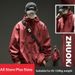 Lunar Apex Outdoor Solid Color Hooded Coat Men, Plus Size American Style Spring And Autumn Trendy Double Zipper Loose Jacket_mkmklike.com