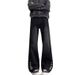 Men's High-Waisted Wide-Leg Jeans Vintage Washed Black Blue Denim Straight Loose Fit Flowy Hem Urban Streetwear Casual Hipster Style_mkmklike.com