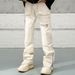 Men's Clothing Pants Niche Design Slightly Flared Lumberjack Functional Pocket Zipper Jeans_mkmklike.com