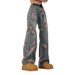2025 Jacquard Jeans Men And Women Straight Wide Leg Jeans Spring And Autumn New High Waist Slim Rose Pants_mkmklike.com